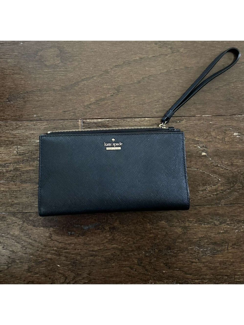 Kate Spade Black Leather Wristlet/wallet-EUC - Picture 2 of 11